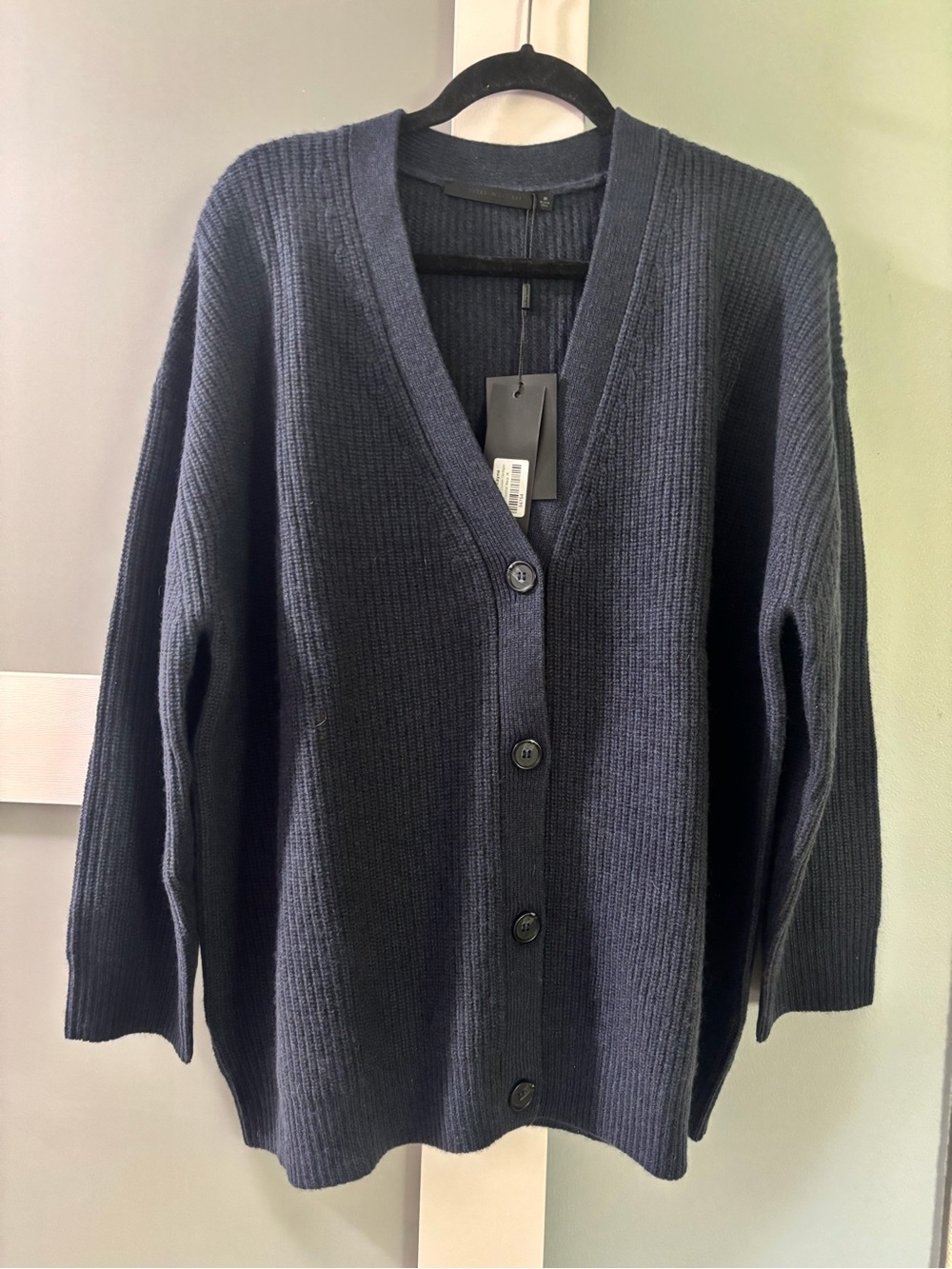 Jenni Kayne Navy Ribbed V-Neck Button Cardigan